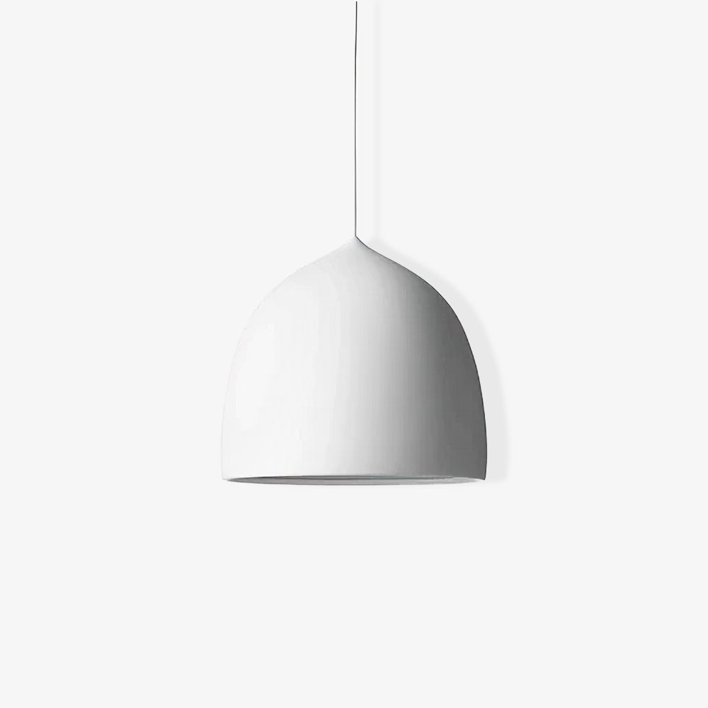 White bell pendant against a plain background