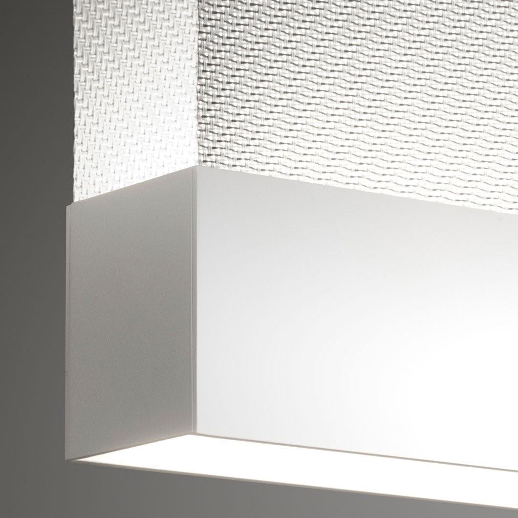 Close view of white rail and illuminated textile