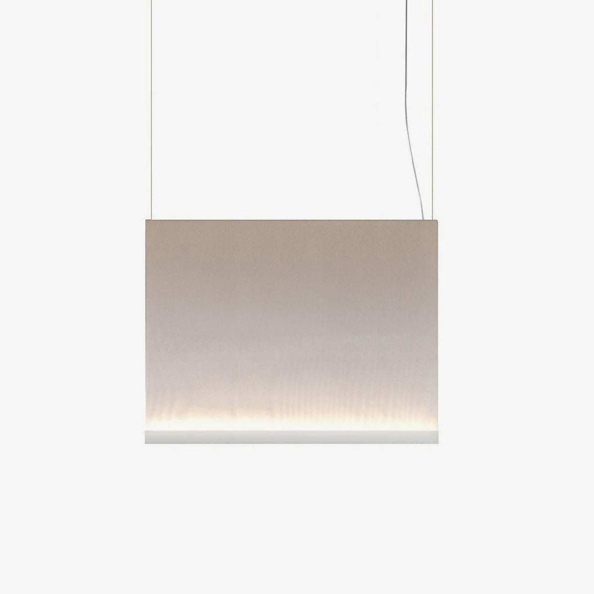 Wide 70 × 40 cm textile pendant panel with white lower light bar