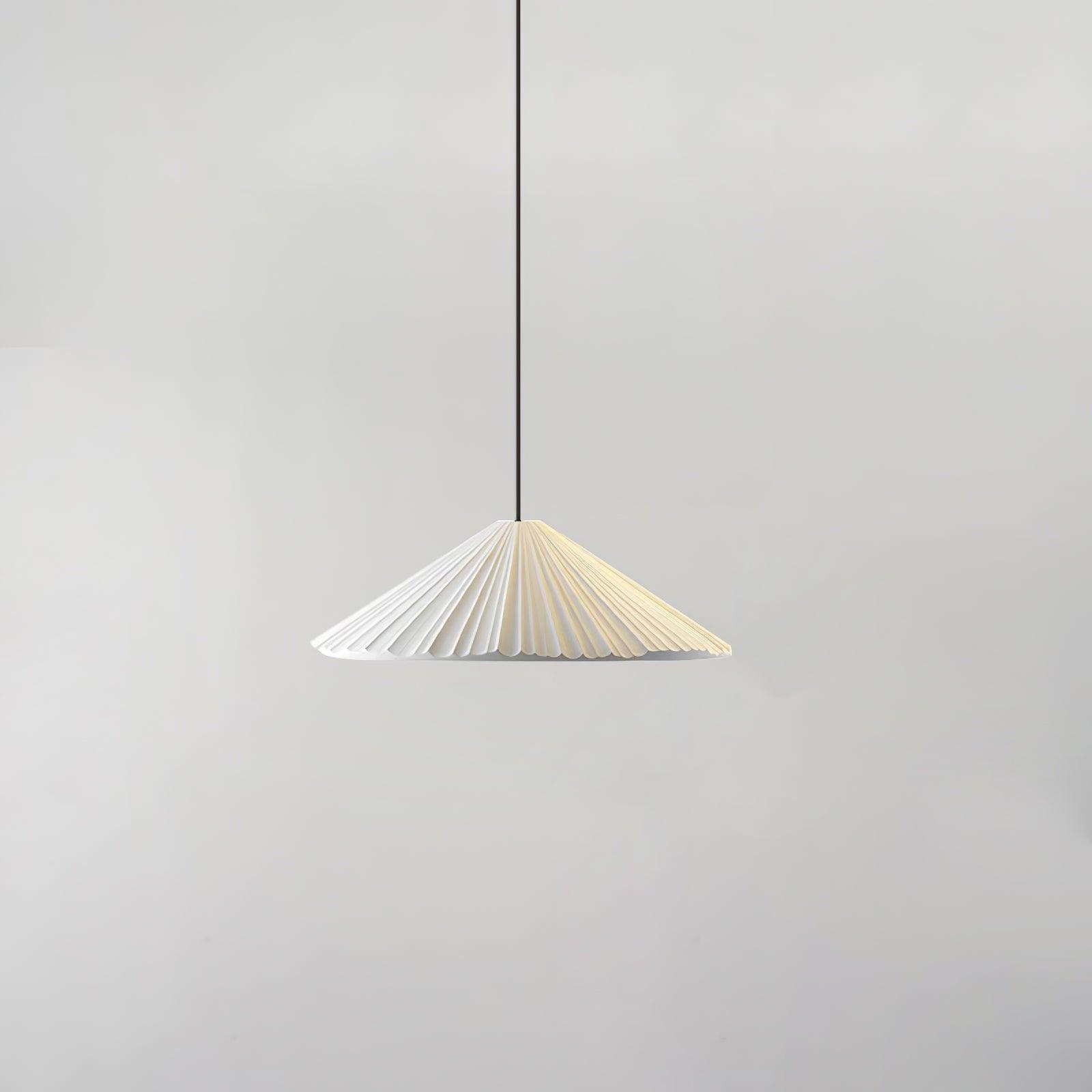 Small White pleated conical pendant