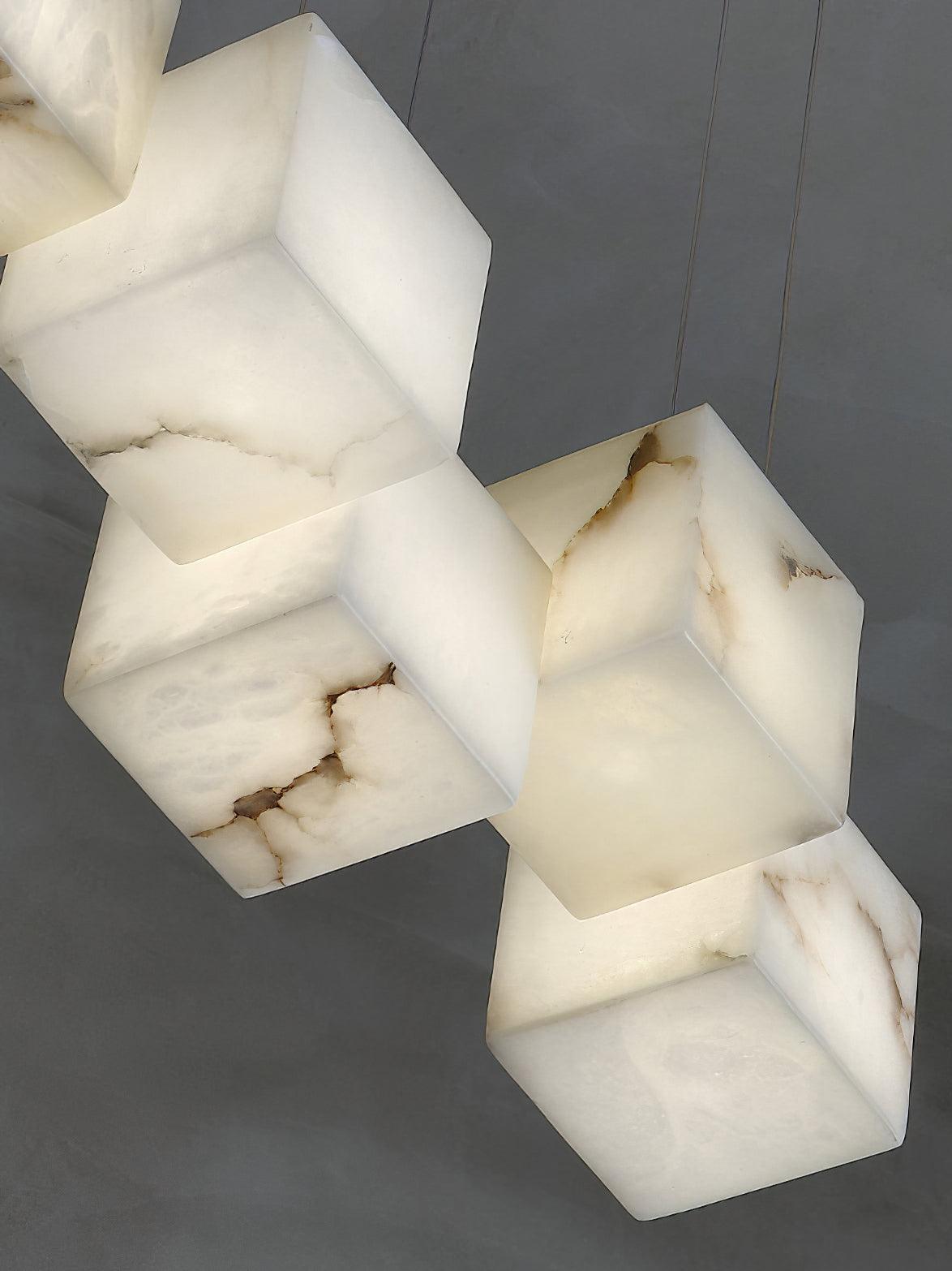 Close view of suspended cube cluster