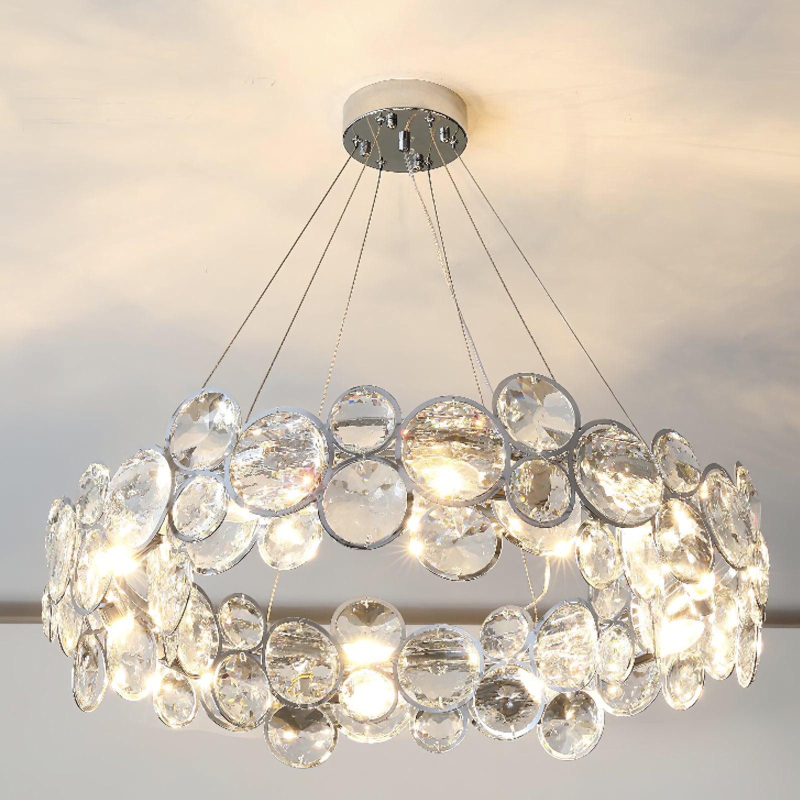 Chrome Round Crystal Chandelier - Cueteks