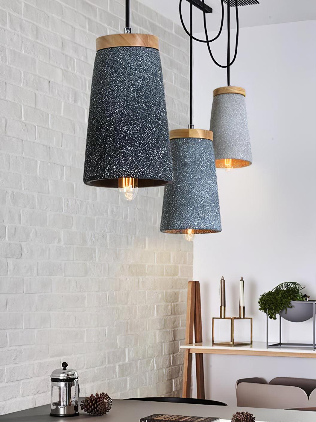 Three Coburg pendants with visible suspension cables