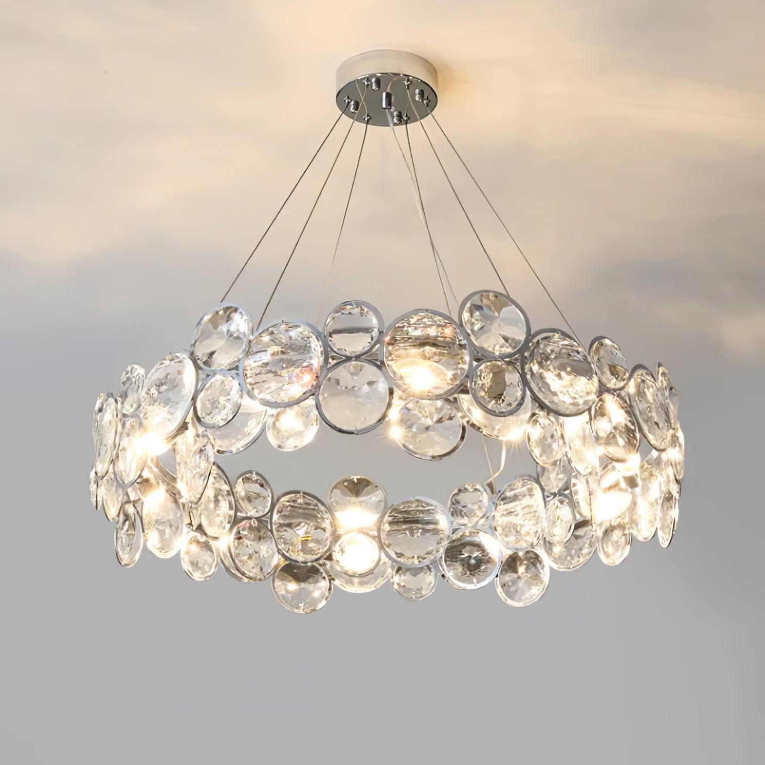Chrome Round Crystal Chandelier - Cueteks