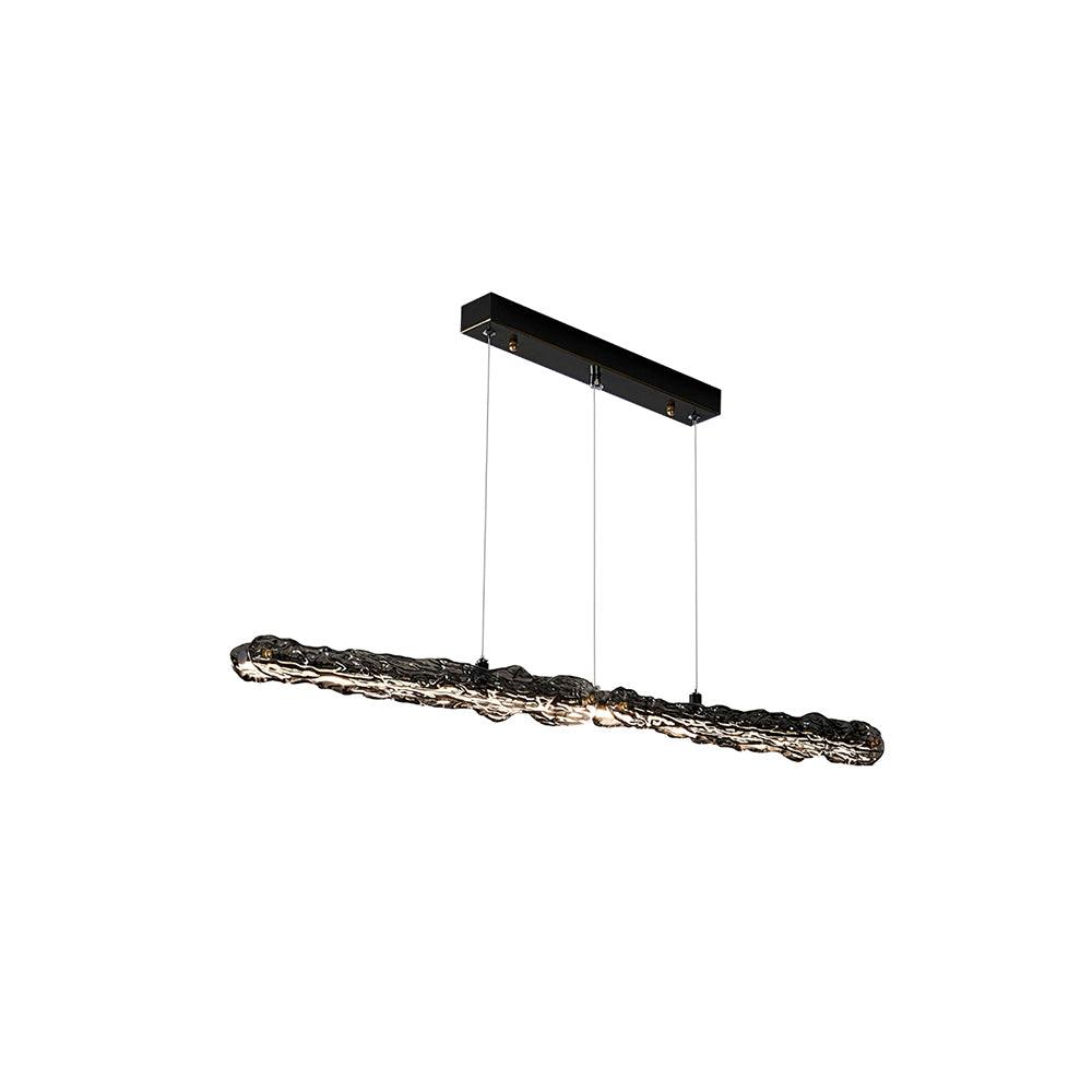 Model B 90 cm Black selection with dark wavy textured glass, illuminated underside and black canopy