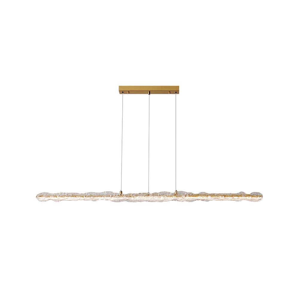 Model B 127 cm Brass selection showing a long clear wavy textured bar and rectangular canopy from the front