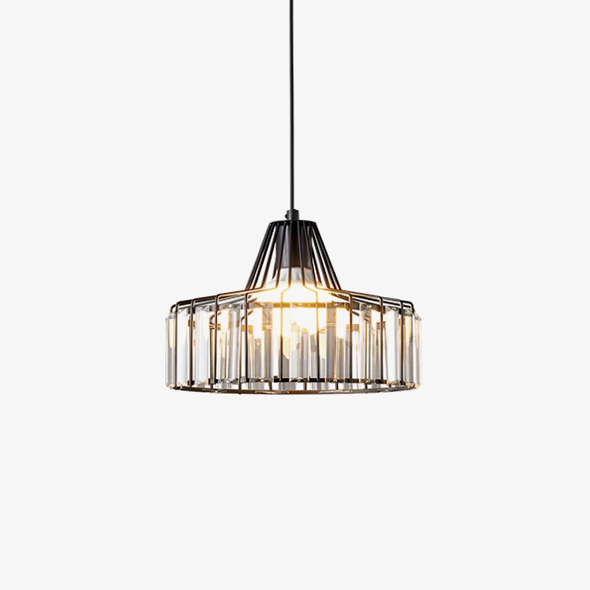 Single lit black crystal-glass pendant
