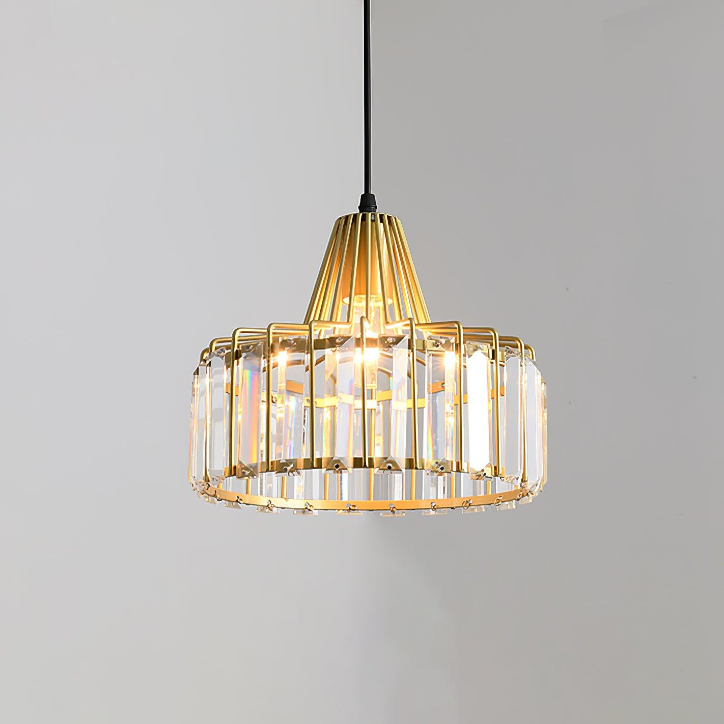 Gold-coloured cage with clear rectangular glass panels