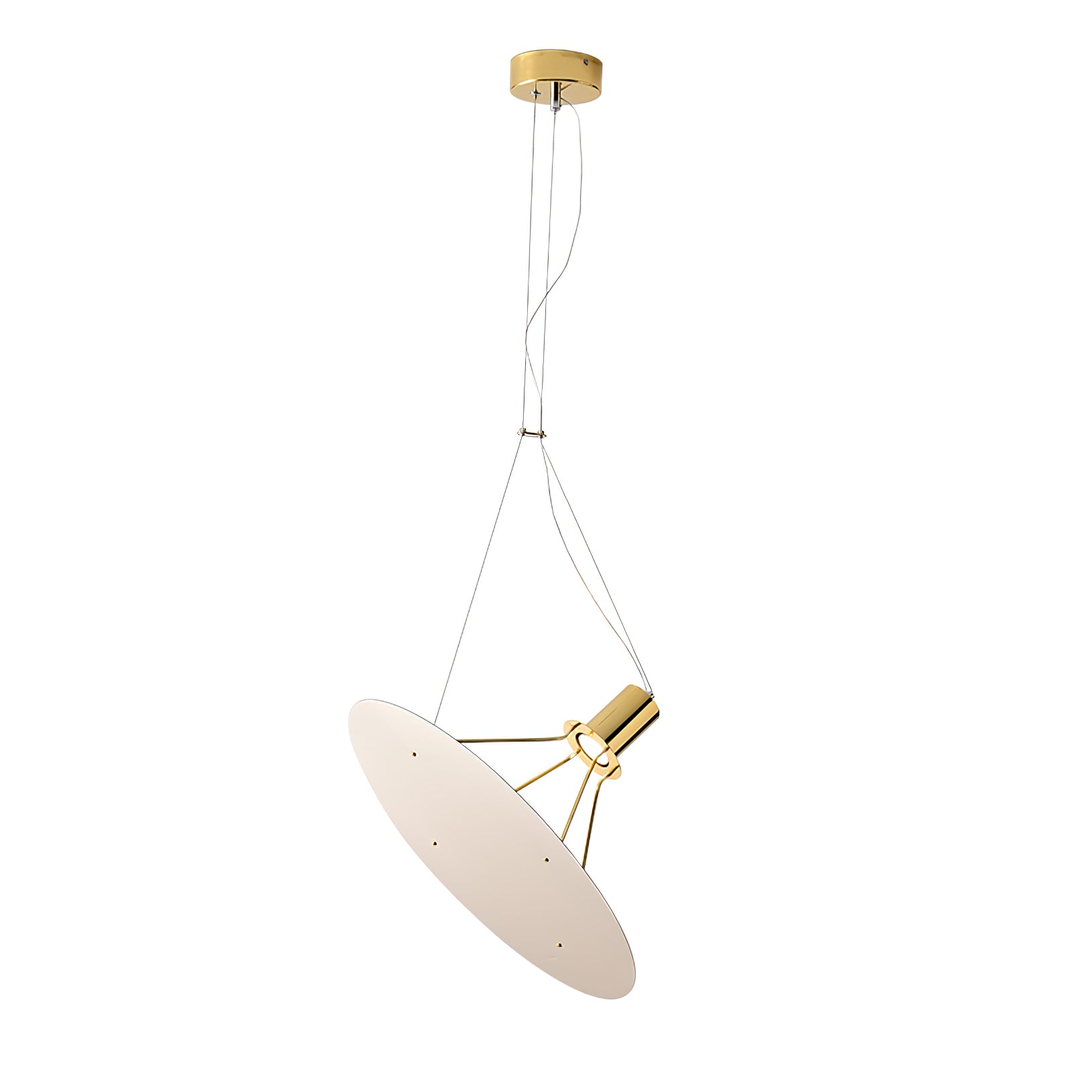Gold canopy with thin wires and pale circular disc
