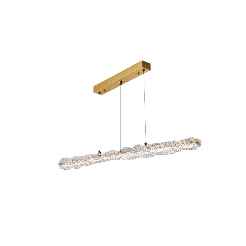 Model B 90 cm Brass selection with clear wavy textured glass and brass-tone rectangular canopy