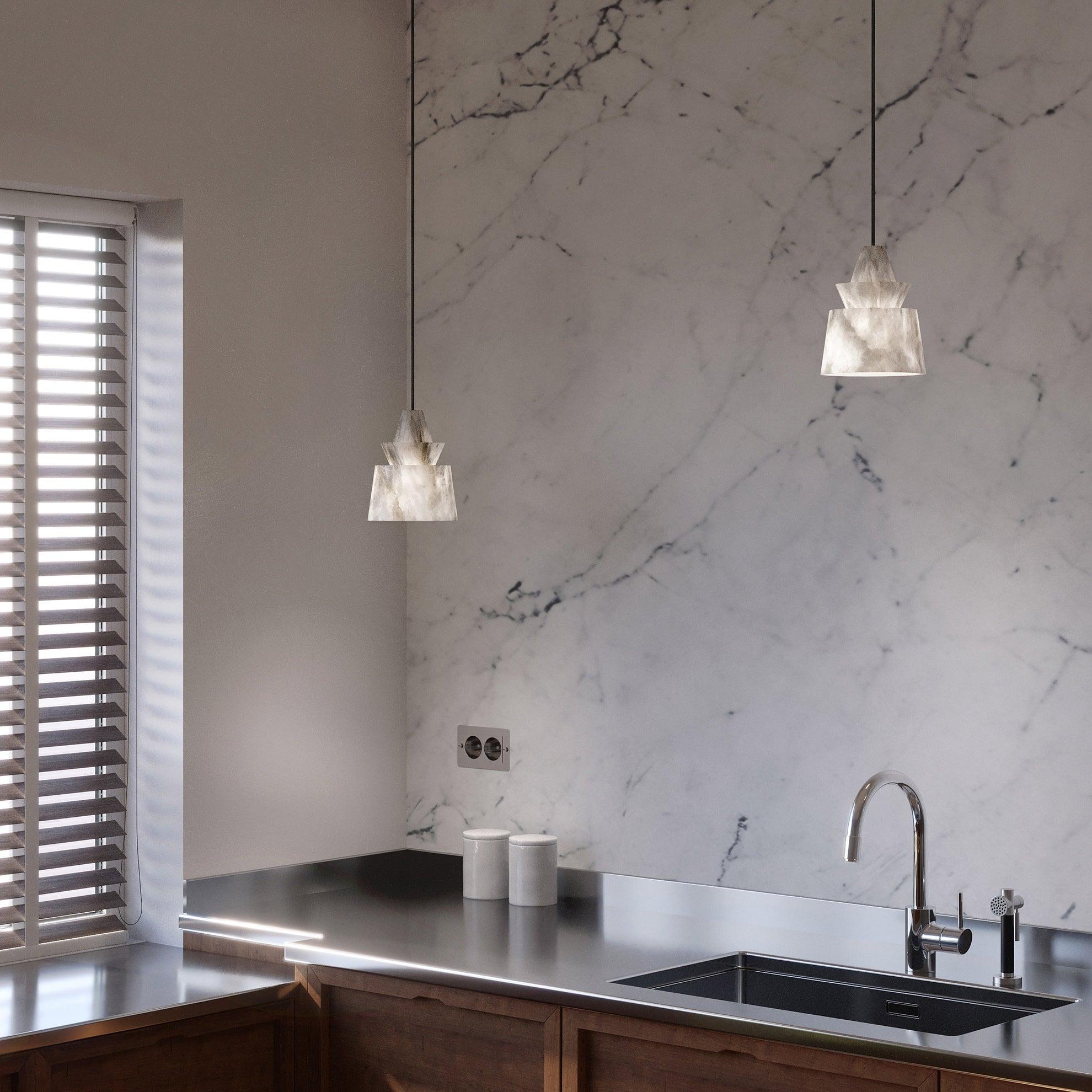 White Alabaster  Pendant Light - Cueteks