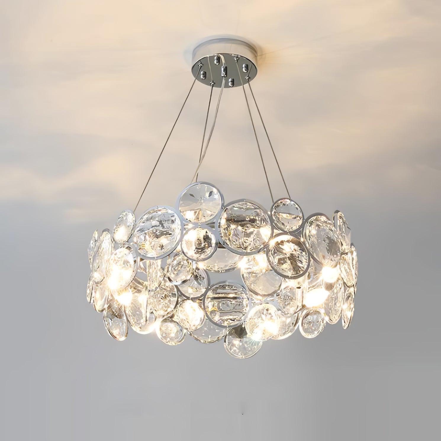 Chrome Round Crystal Chandelier - Cueteks