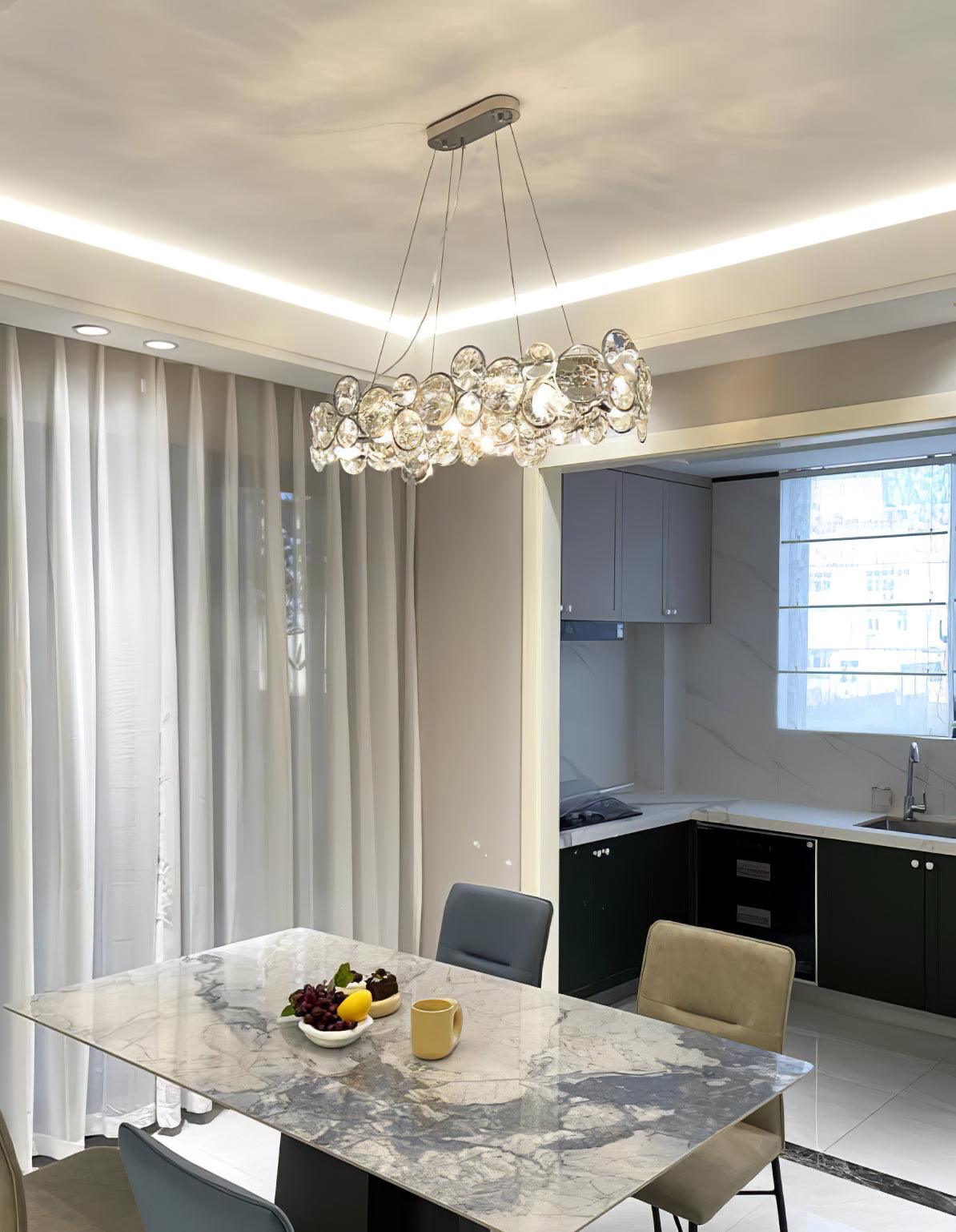 Chrome Round Crystal Chandelier - Cueteks