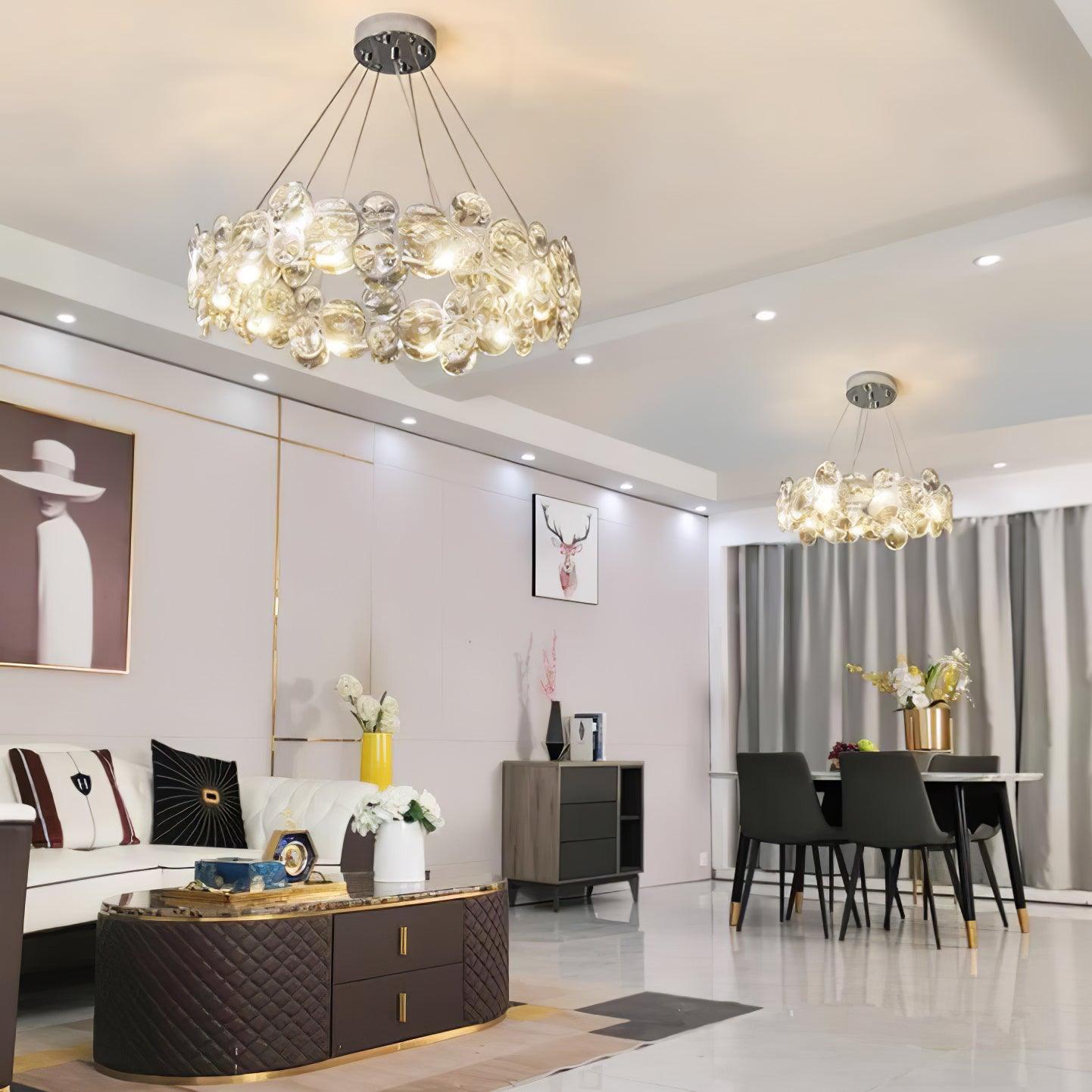 Chrome Round Crystal Chandelier - Cueteks
