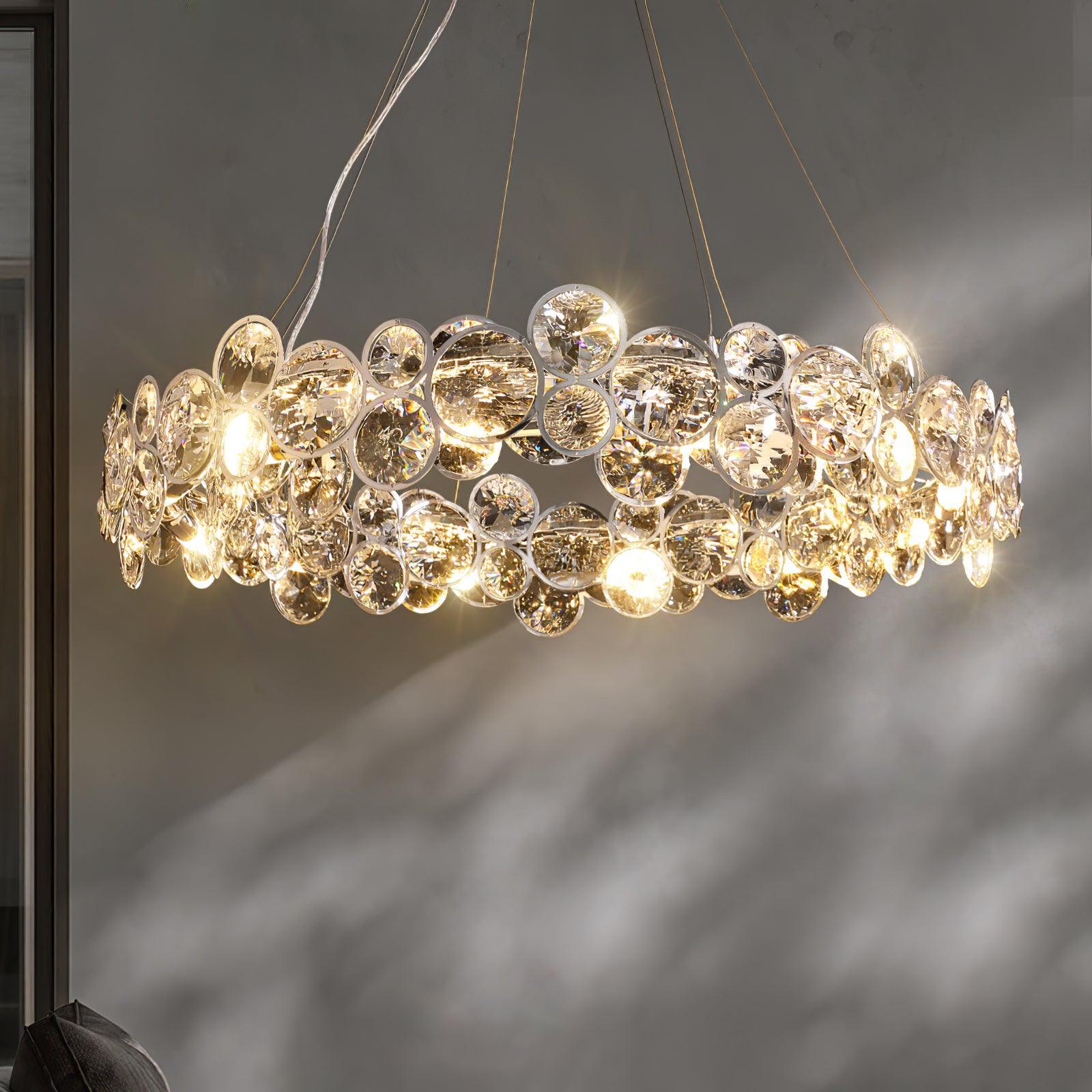 Chrome Round Crystal Chandelier - Cueteks