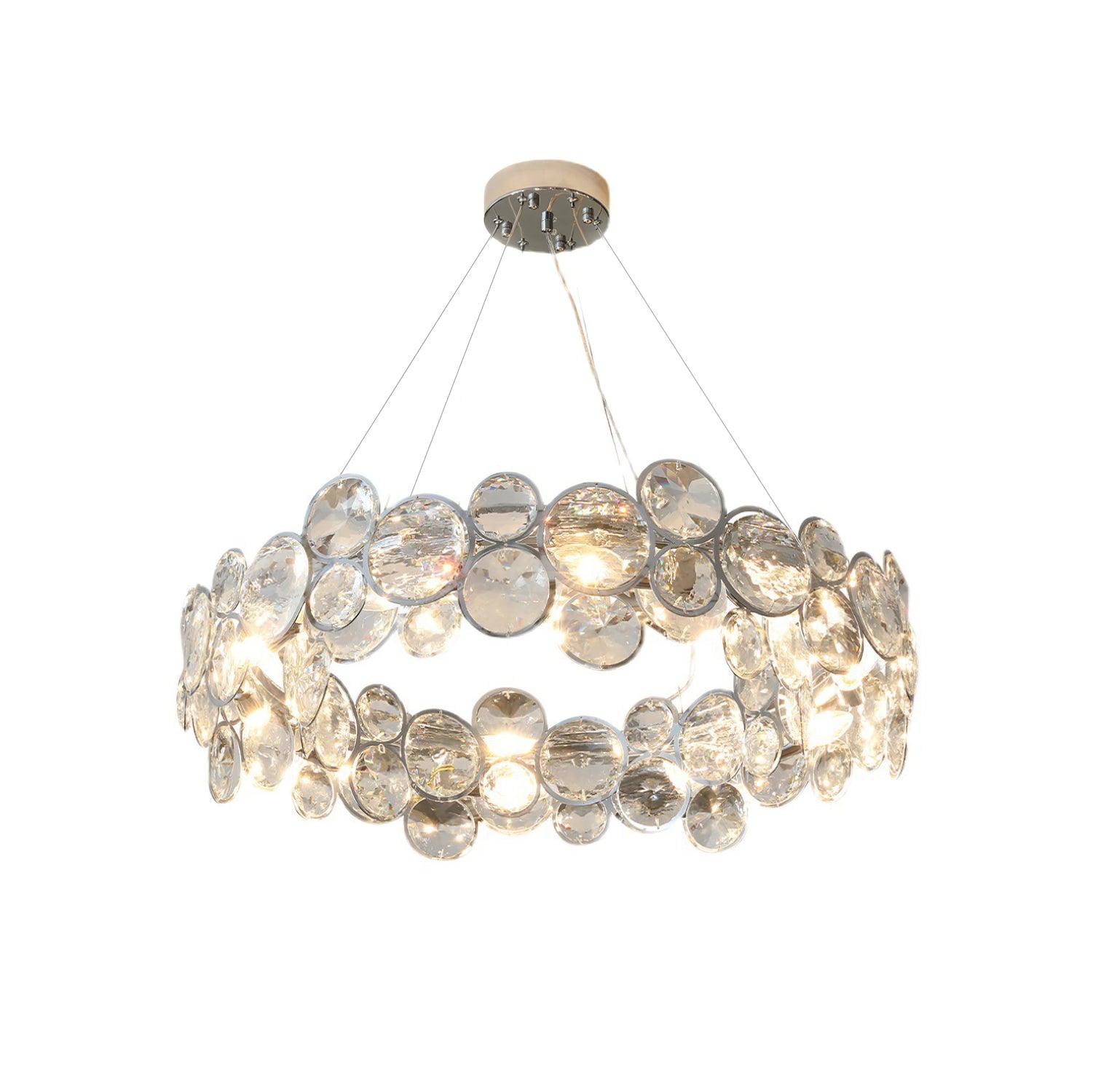 Chrome Round Crystal Chandelier - Cueteks