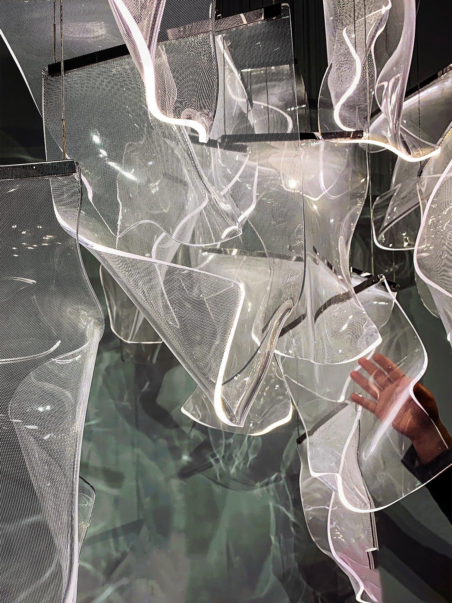Close view of overlapping transparent acrylic sheets