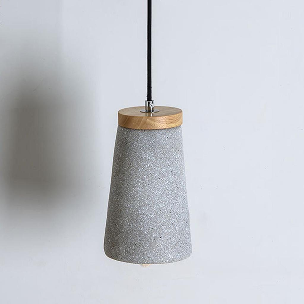 Close view of Light Grey cement shade and wooden top