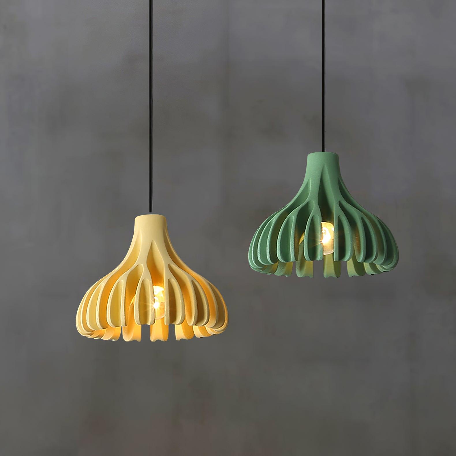Yellow and Green pendants at different drops
