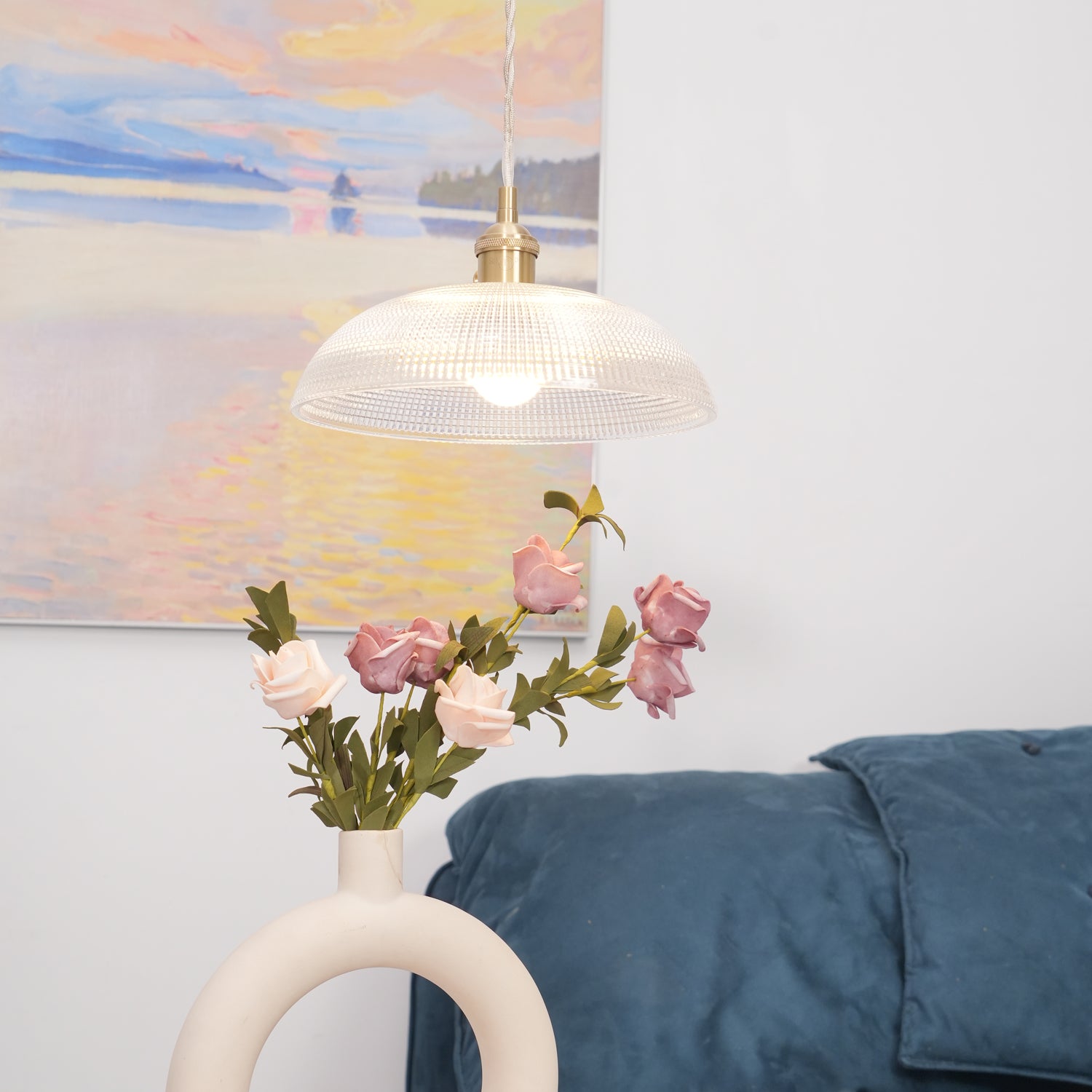 Ribbed Spiral Pendant Light - Cueteks