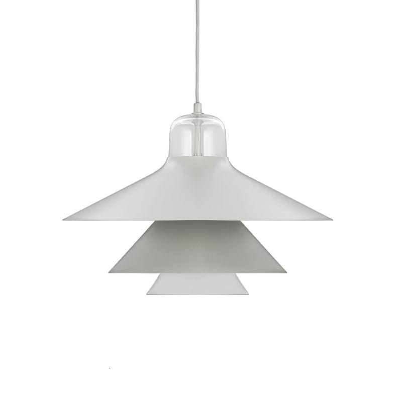 White pendant with broad upper shade