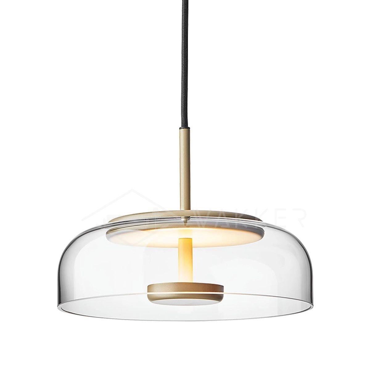 Blossi pendant light with a glass dome and circular inner metal elements
