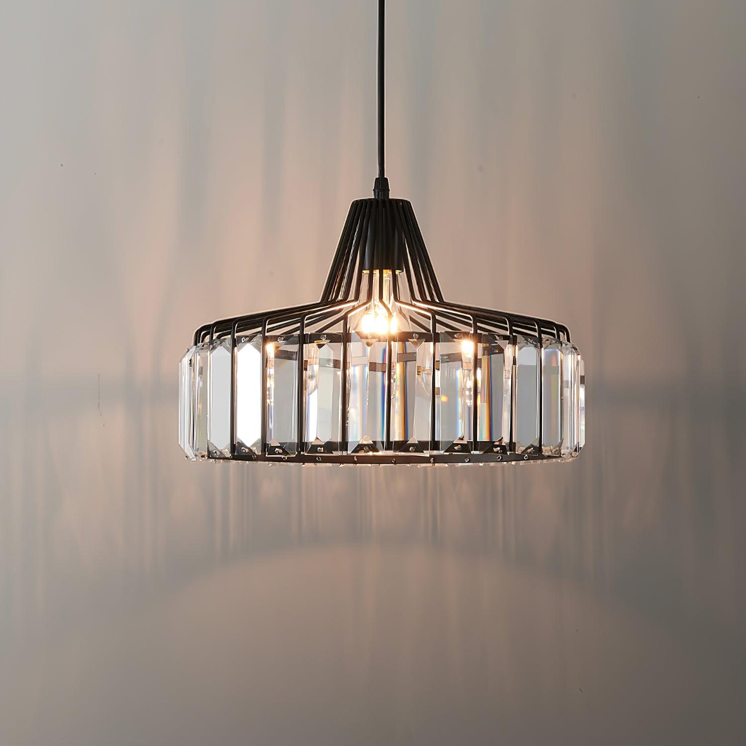 Black crystal-glass pendant with tapered cage top