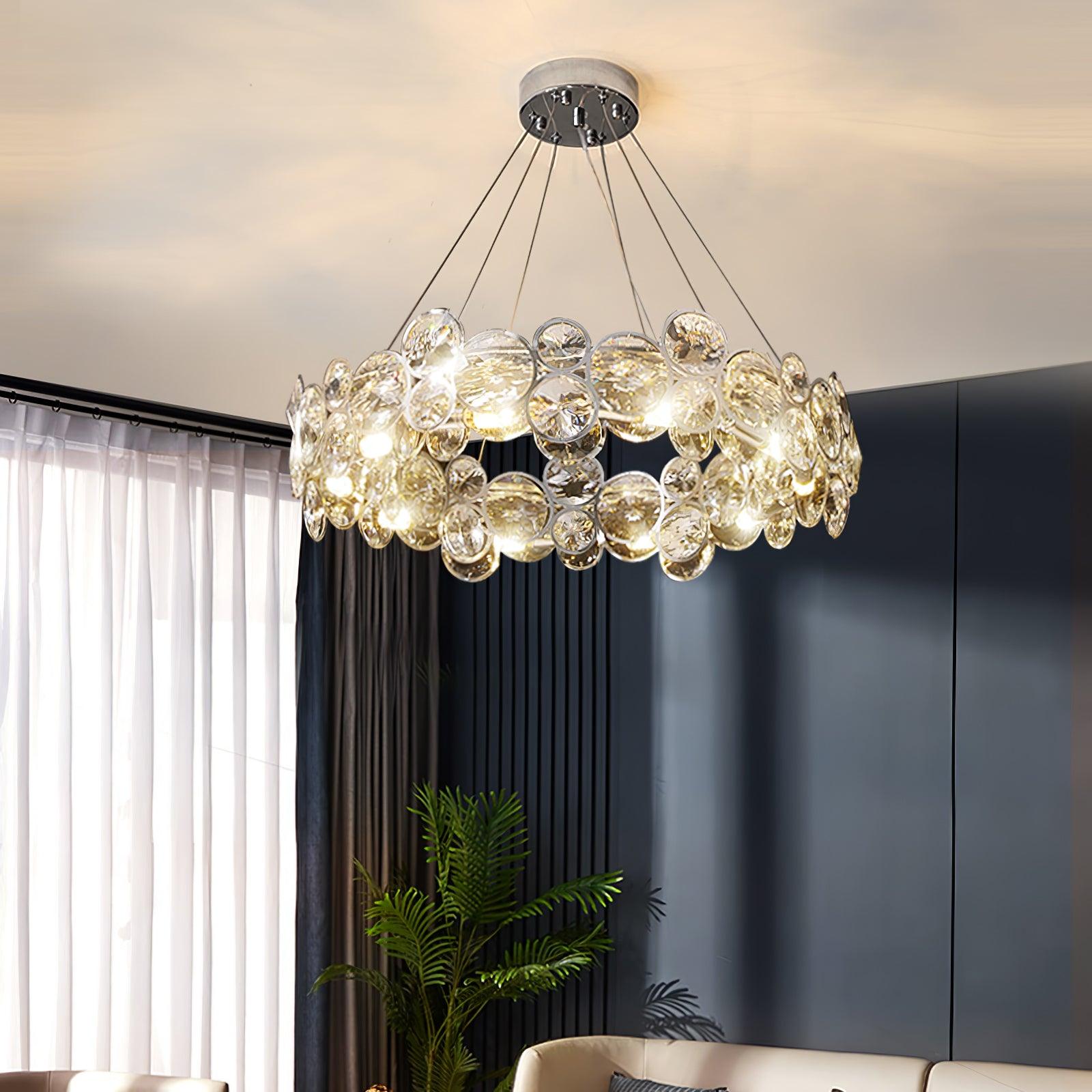 Chrome Round Crystal Chandelier - Cueteks