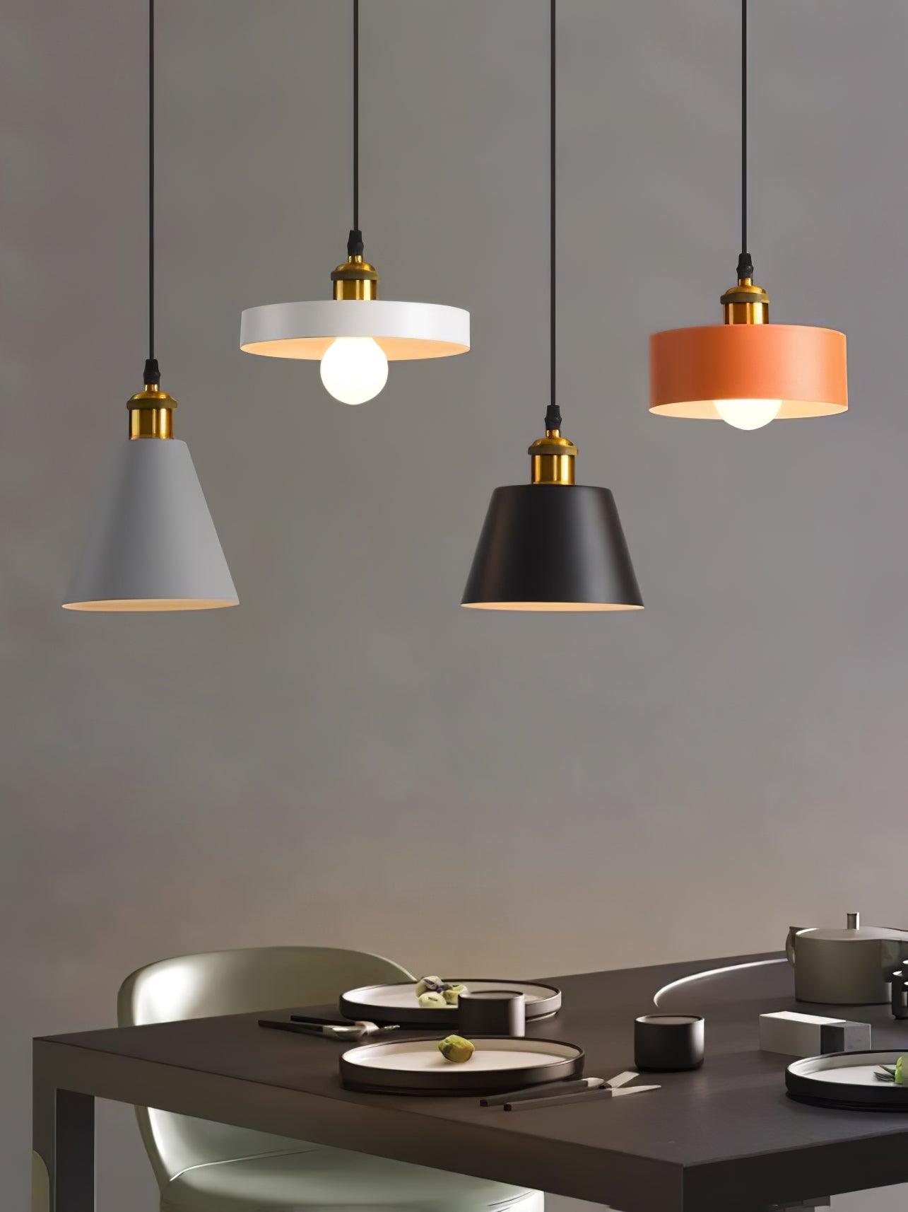 Grey Black White and Orange pendant grouping