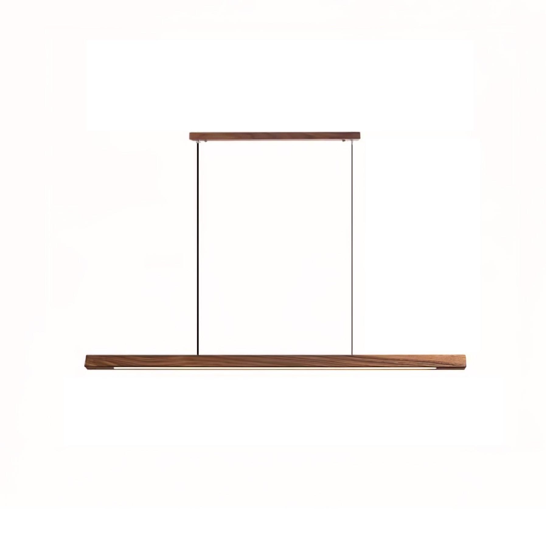 Walnut-colour linear wooden pendant on a plain background
