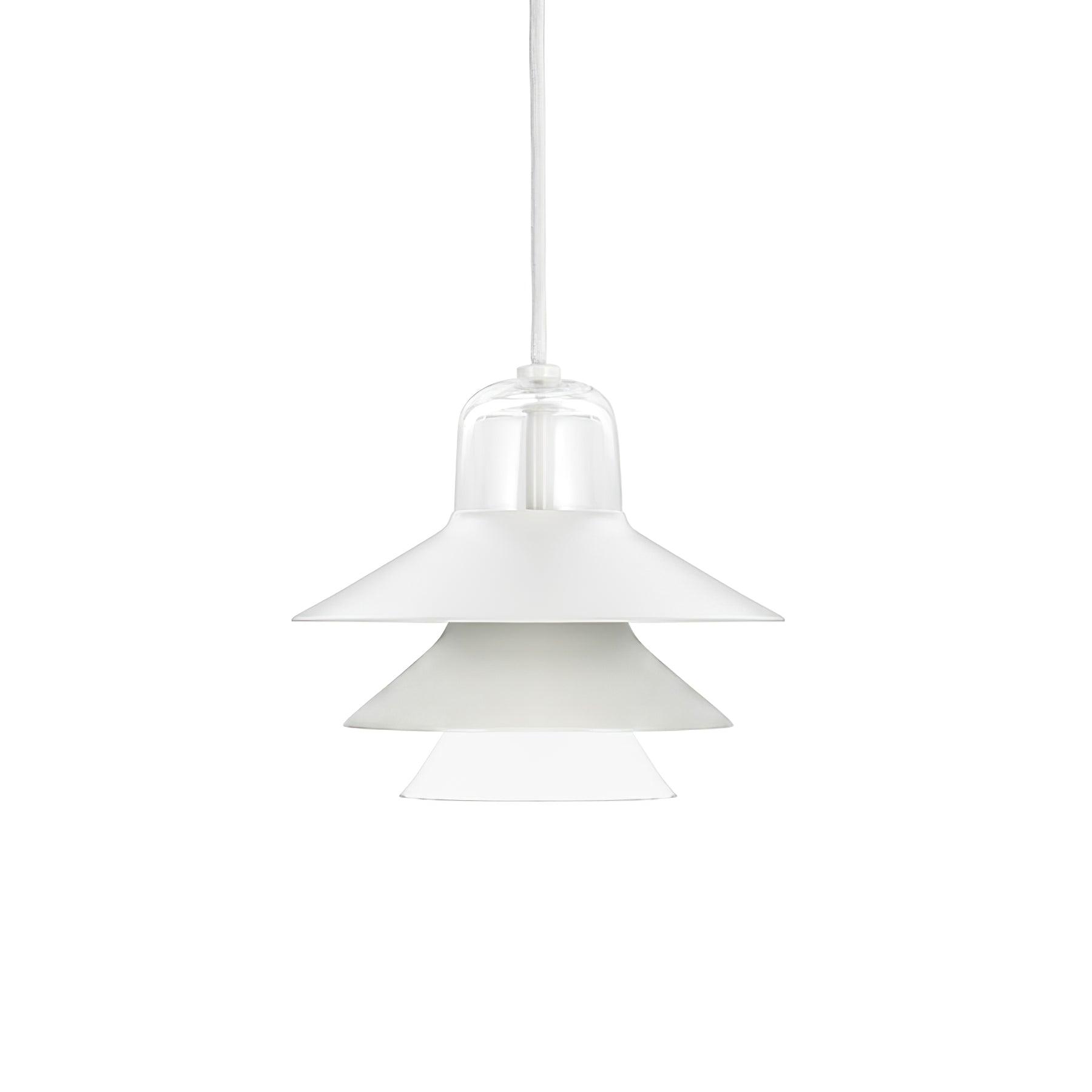 White tiered shade and suspension cord
