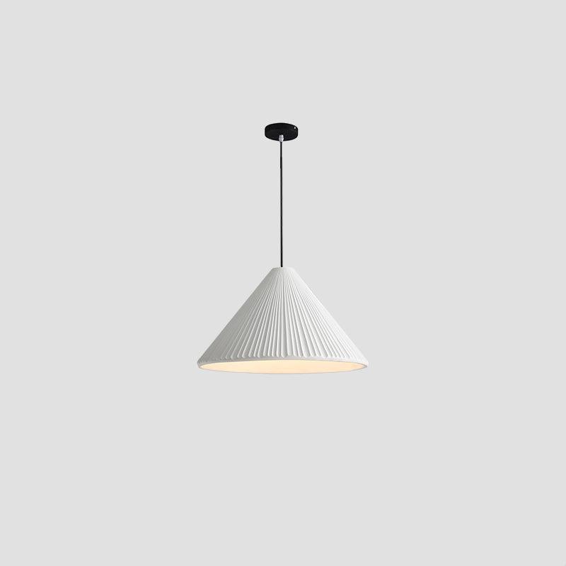 White Hat pendant with a tall conical 32 cm shade and black suspension