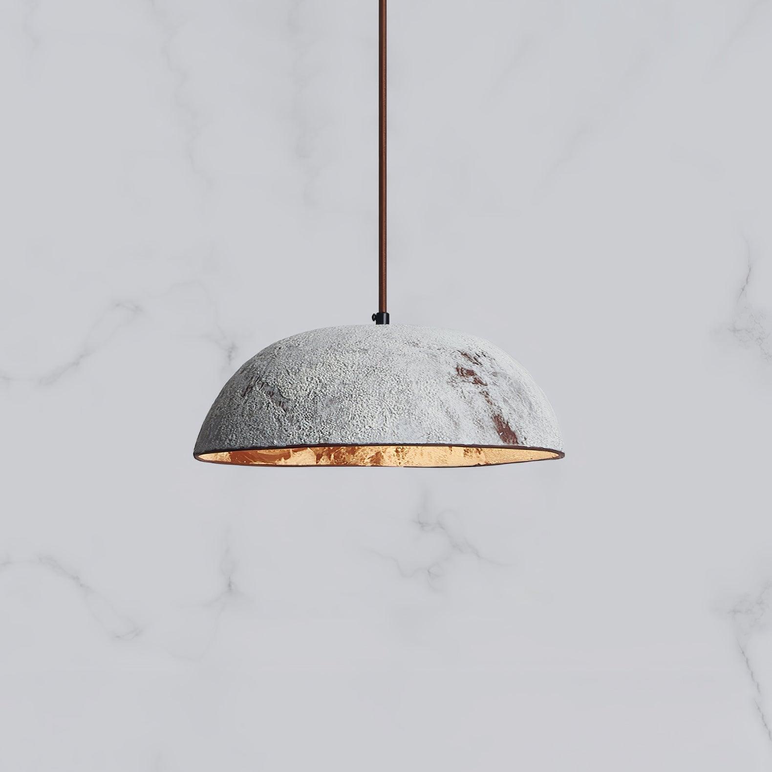 Pale ceramic shade with contrasting gold-toned inner edge