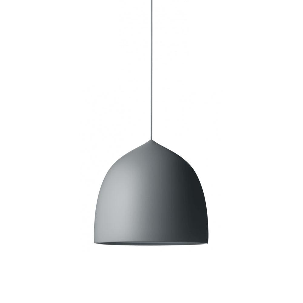 Grey bell-shaped shade tapering to a narrow cord entry