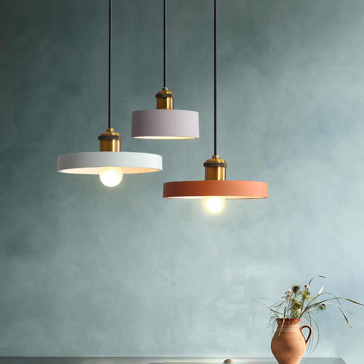 Shallow geometric pendants in mixed colours