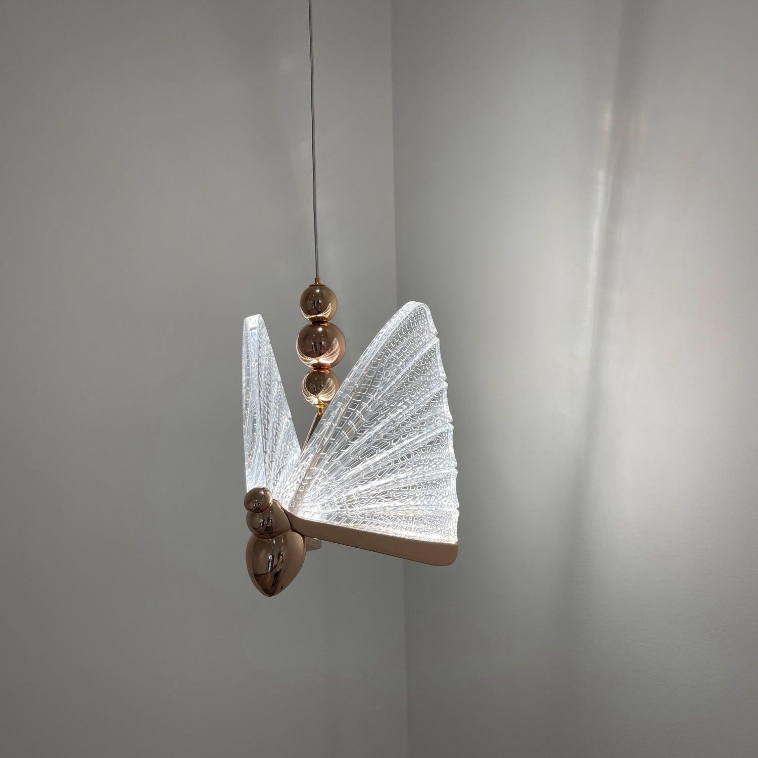 Butterfly acrylic wing pendant light