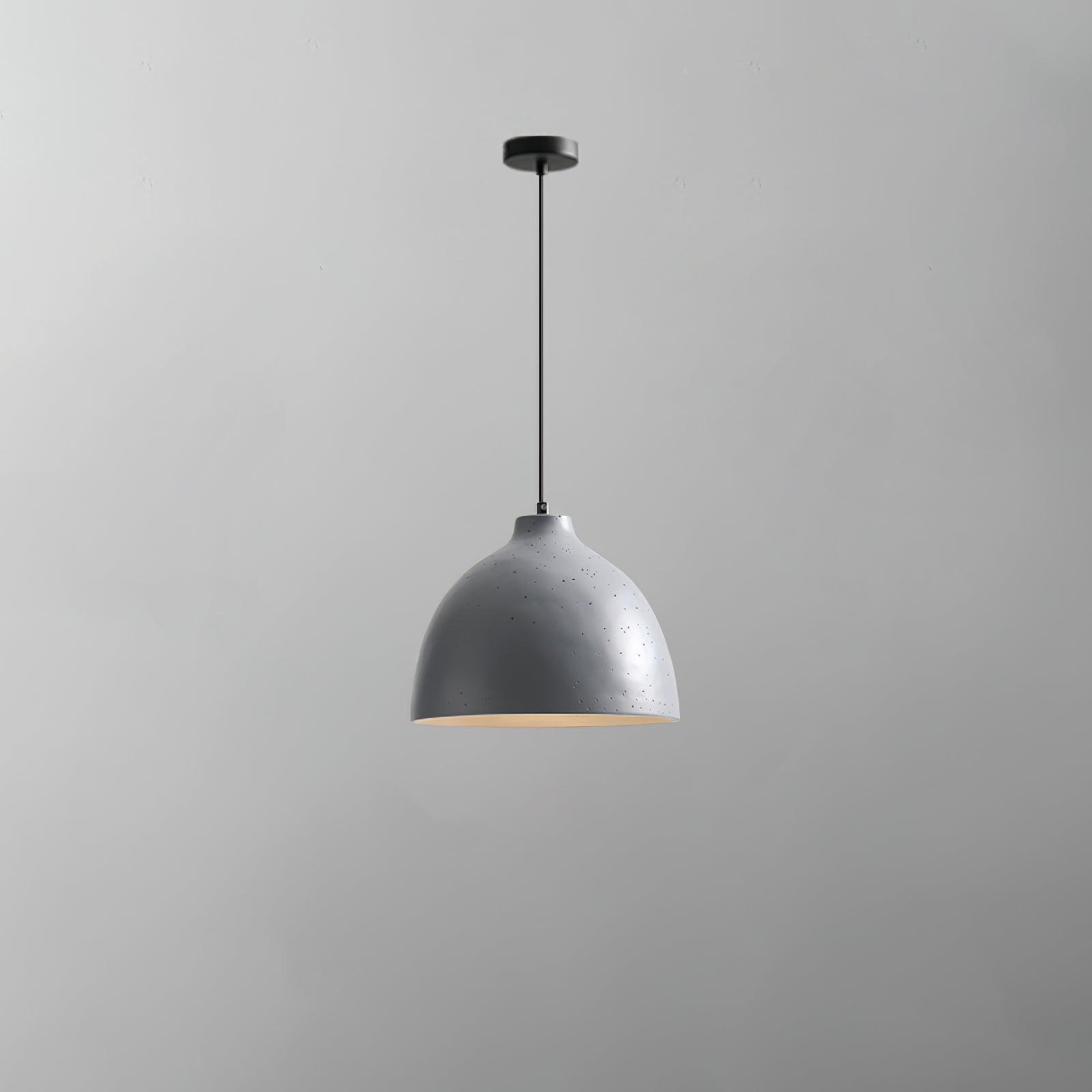Grey bowl pendant with dark canopy and cord