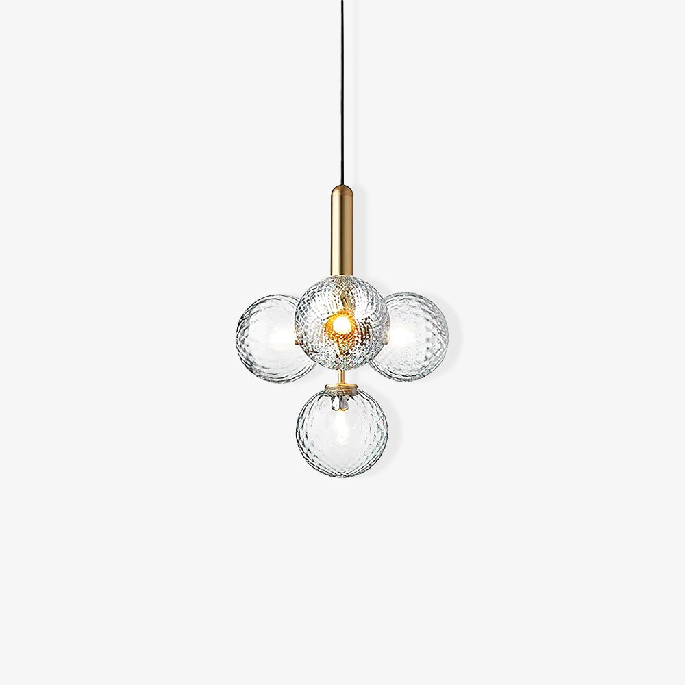 Brass-supported clear-globe cluster front view