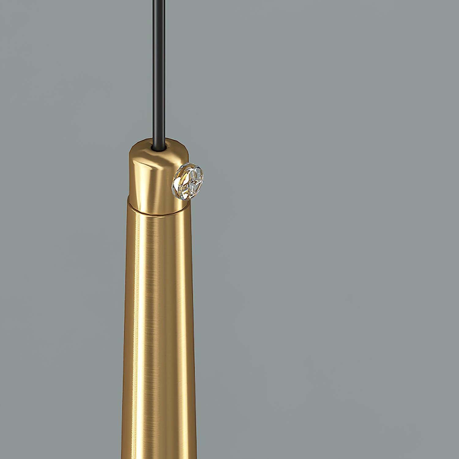 Gold stem and cable connection detail