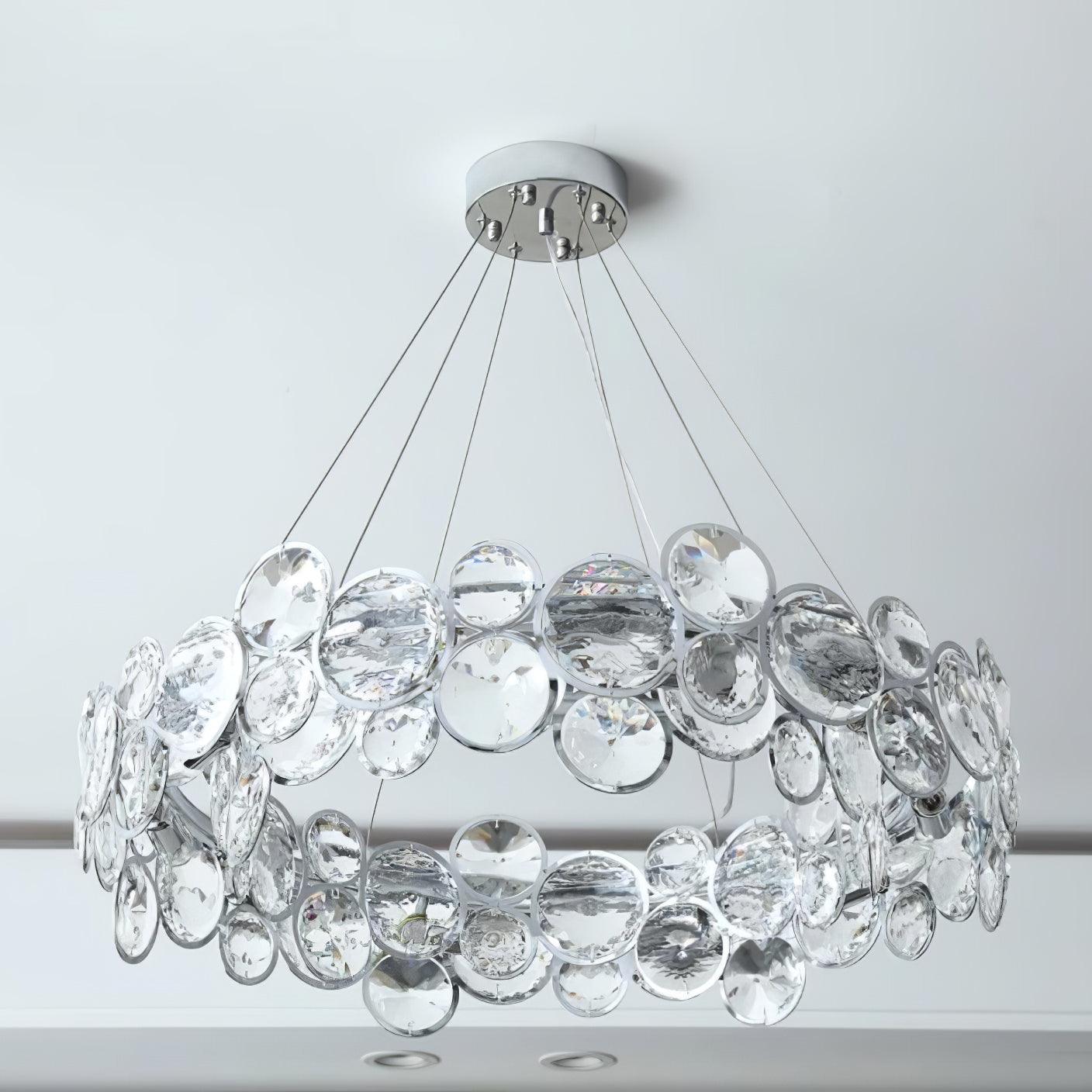 Chrome Round Crystal Chandelier - Cueteks