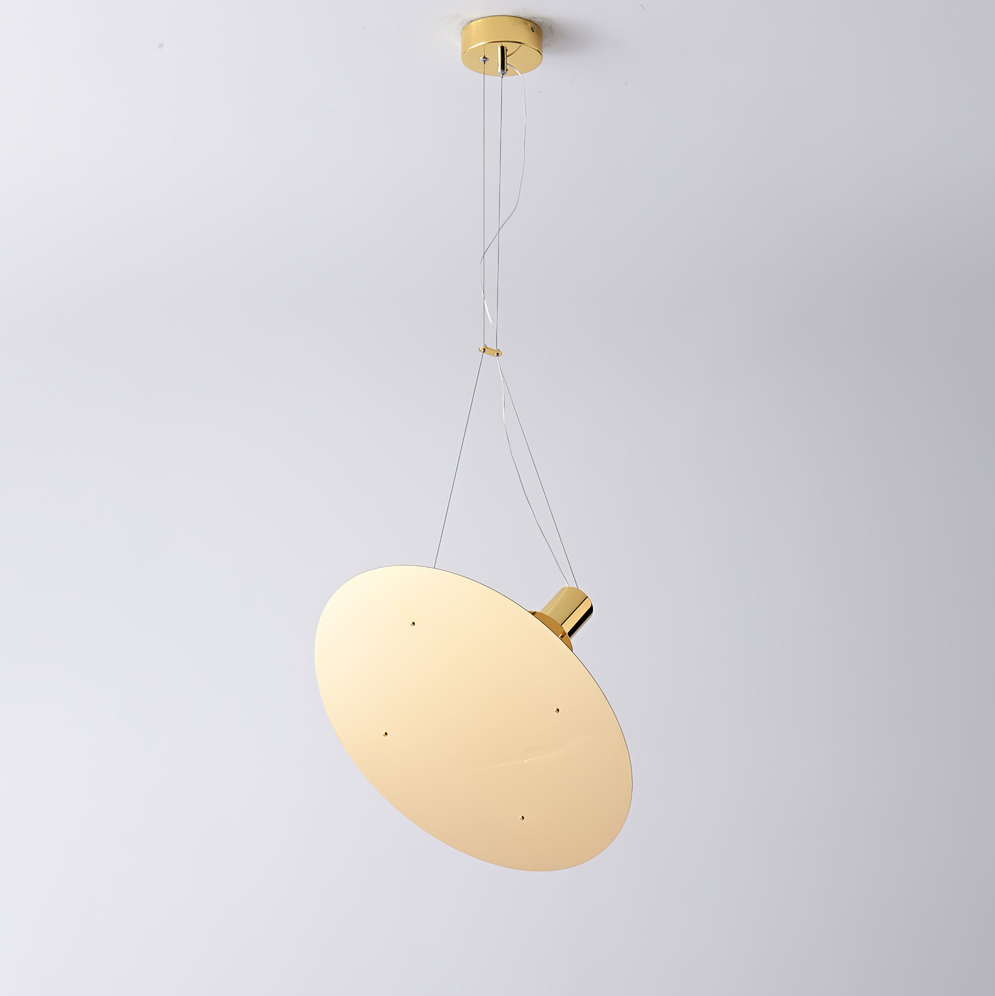 Gold Amisol disc pendant front view