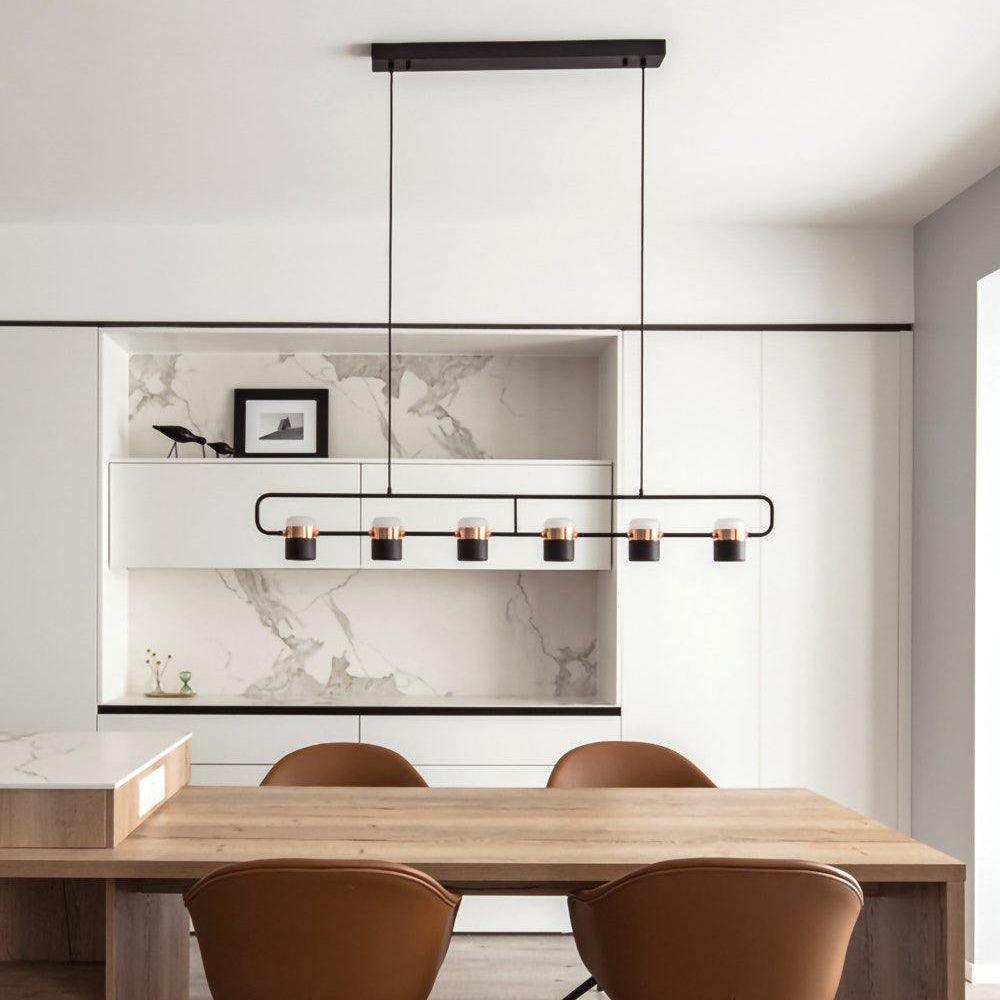 Geometric LED pendant light with adjustable cylindrical heads
