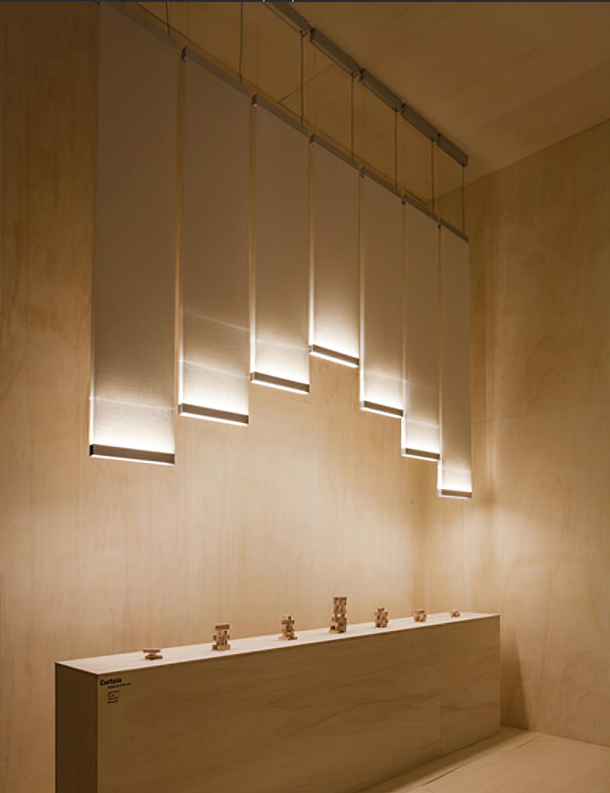 Staggered panels on a warm-toned interior wall
