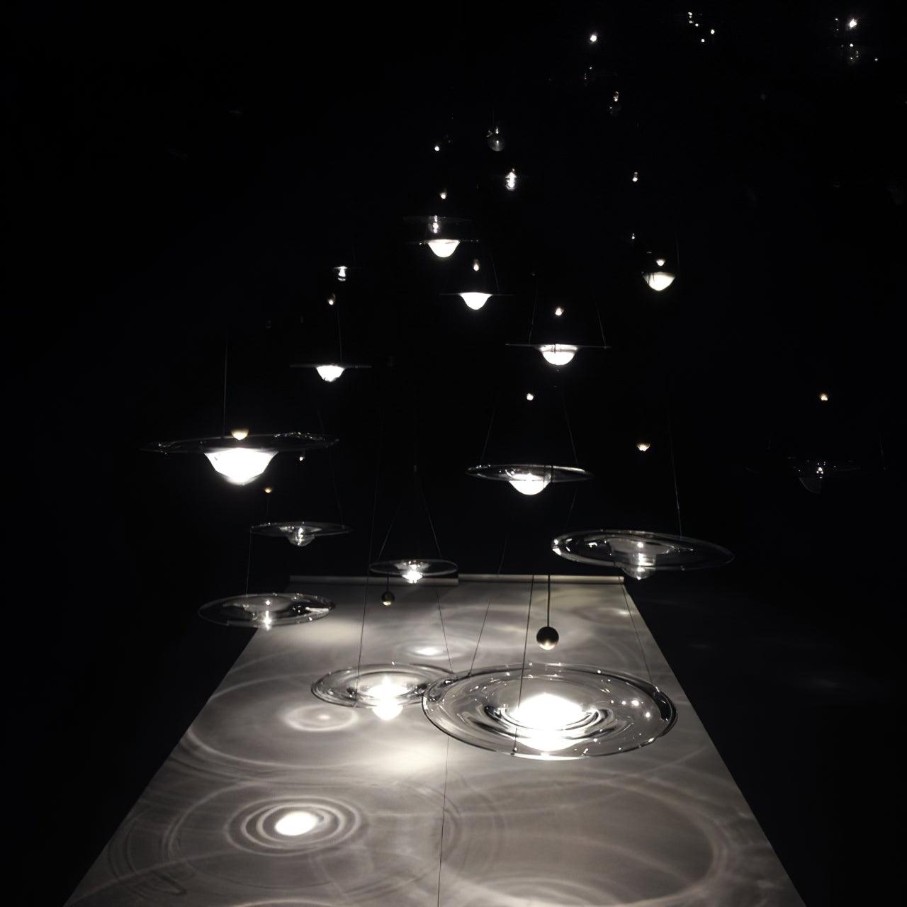Large grouped glass pendant installation