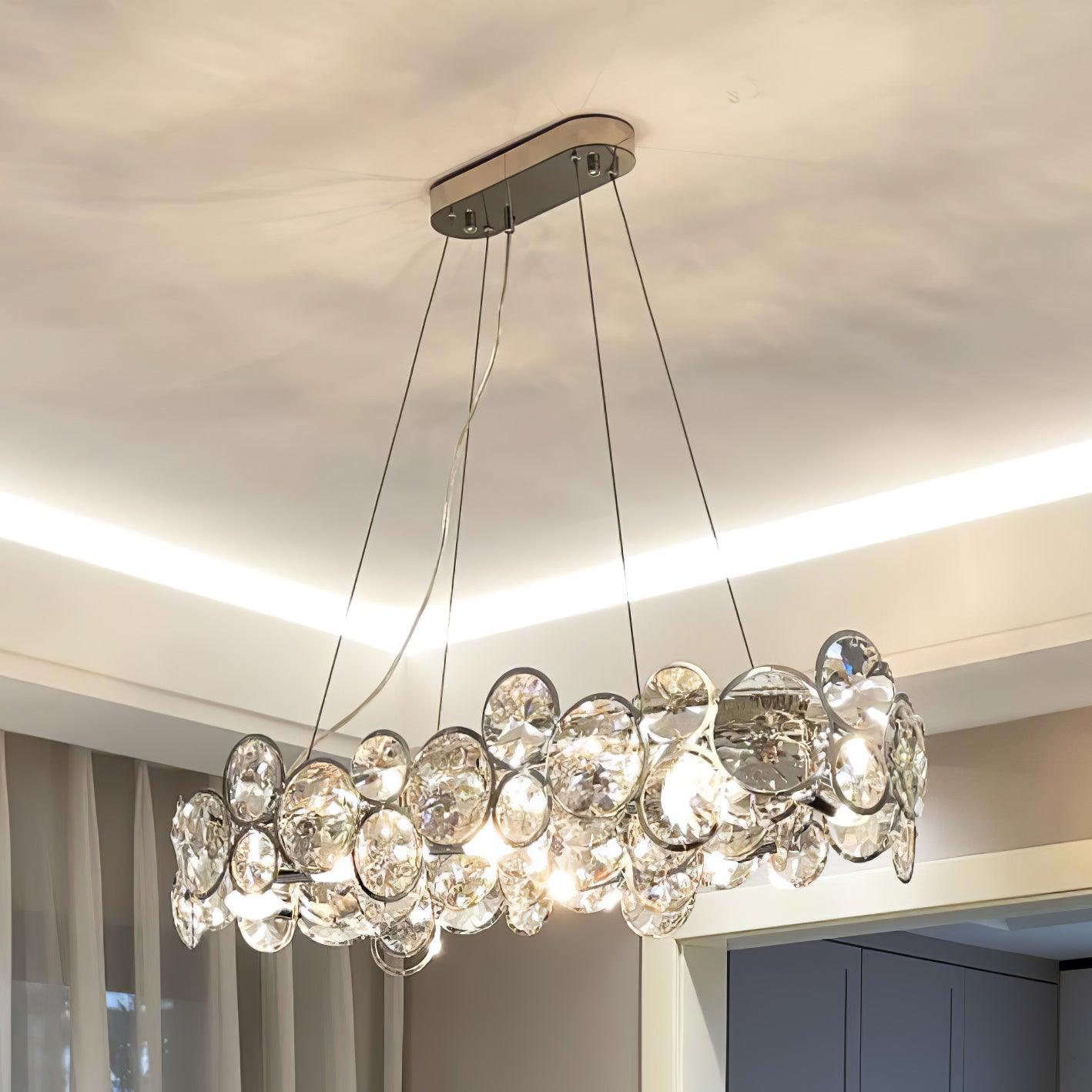 Chrome Round Crystal Chandelier - Cueteks