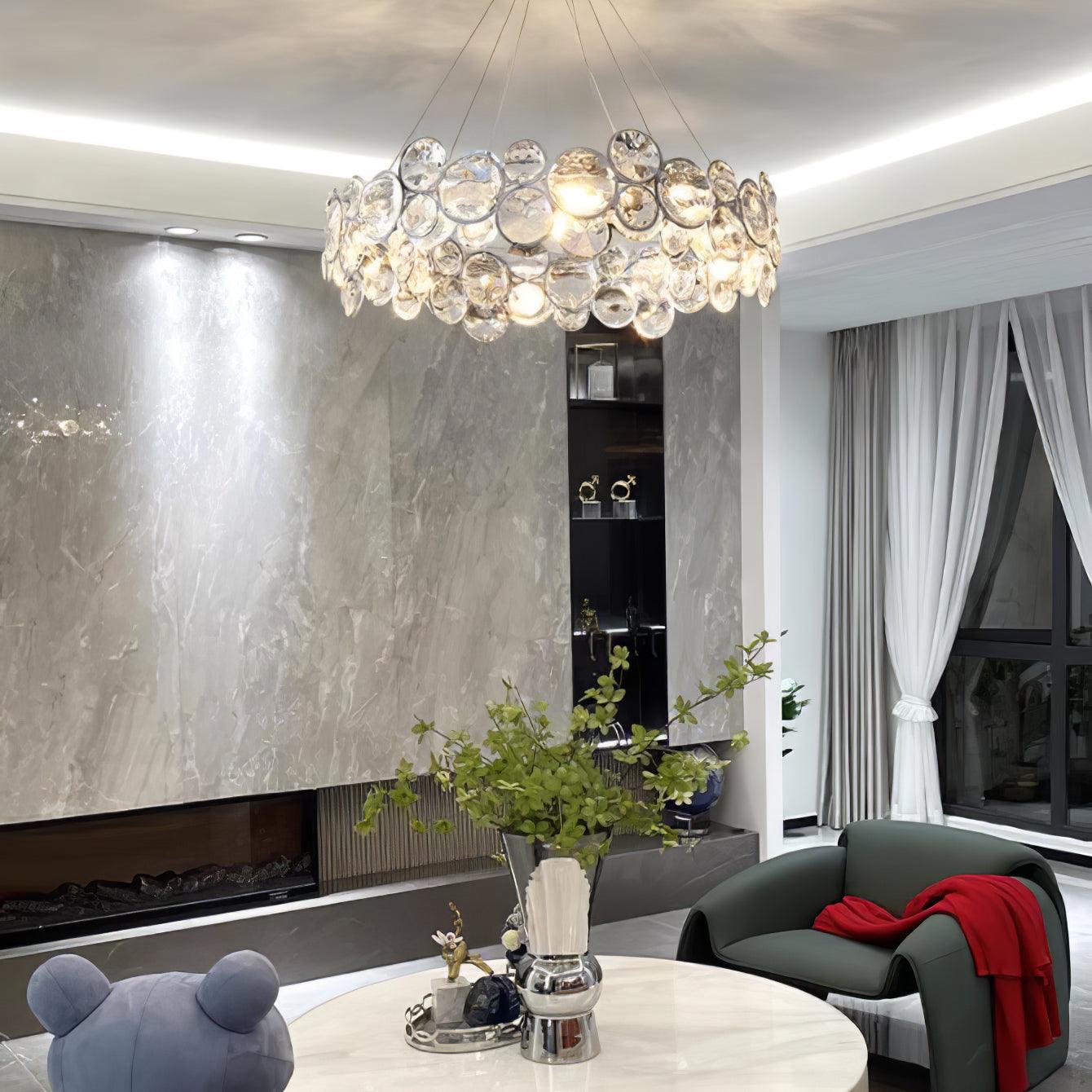 Chrome Round Crystal Chandelier - Cueteks