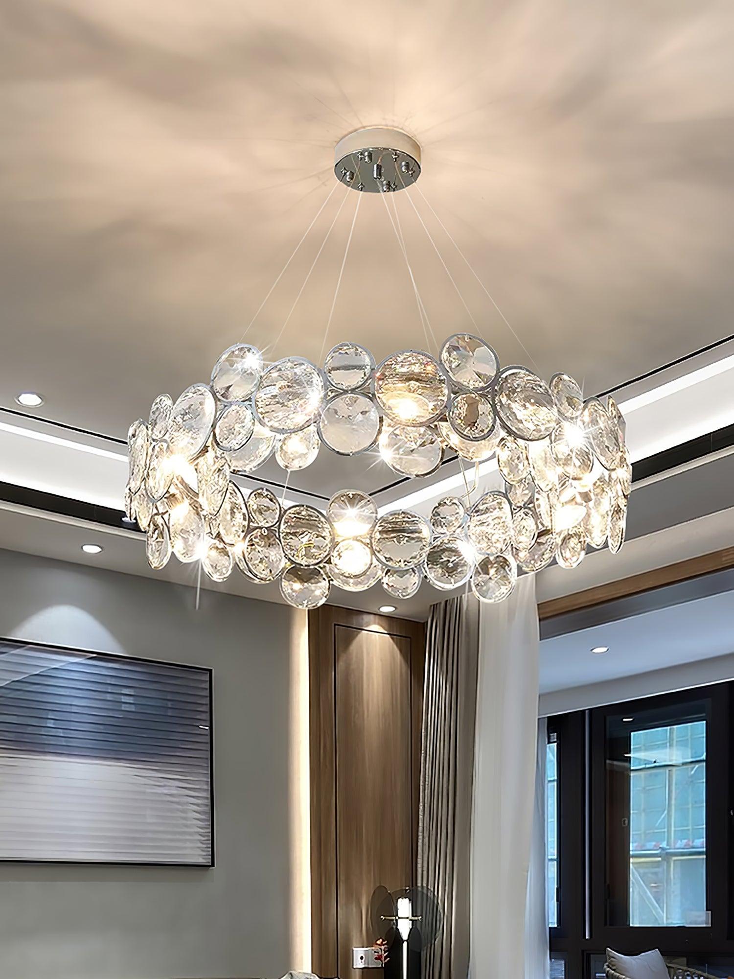 Chrome Round Crystal Chandelier - Cueteks