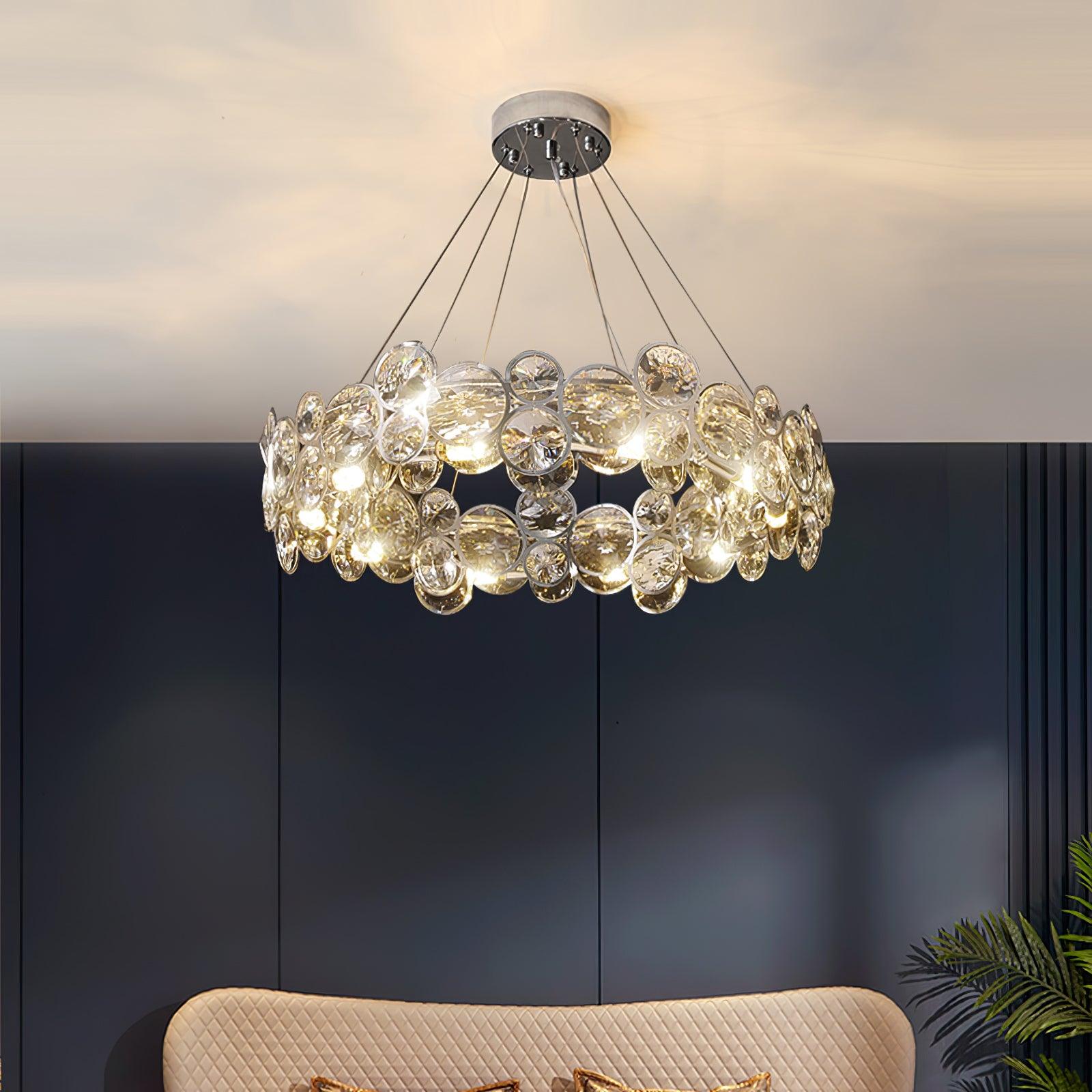 Chrome Round Crystal Chandelier - Cueteks