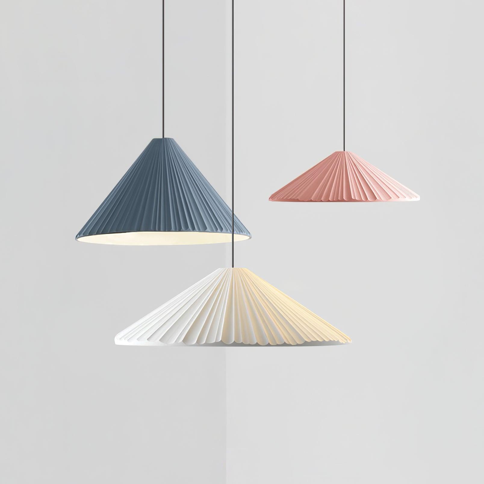 Three coloured conical Hat pendants