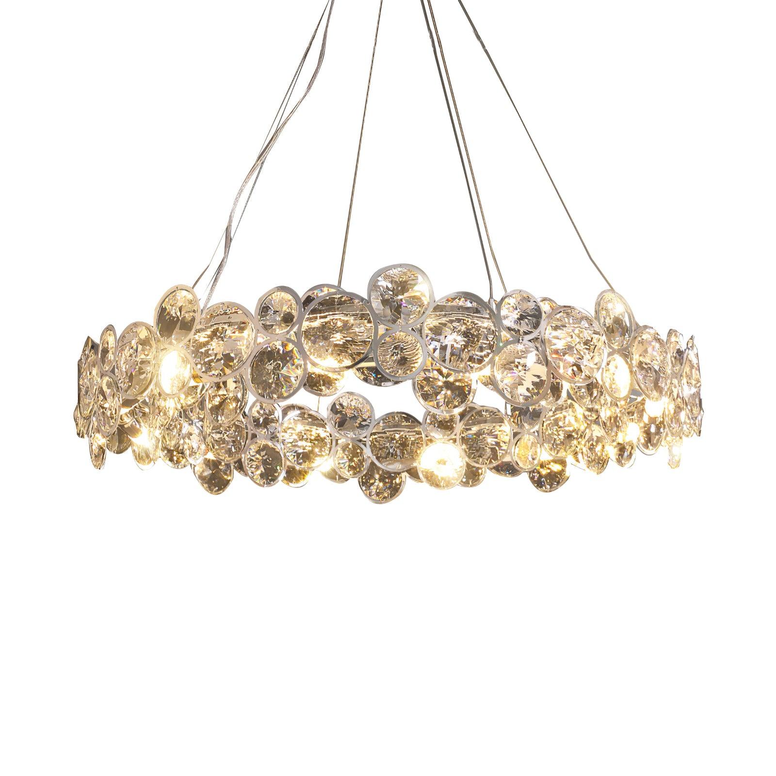 Chrome Round Crystal Chandelier - Cueteks